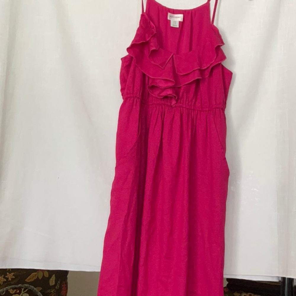 Motherhood Pink Ruffled Sundress Sleeveless Resort Wear